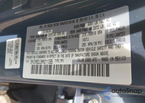 2021 Mazda Cx-30 Premium из США, поврежденный, VIN 3MVDMBDL6MM211095